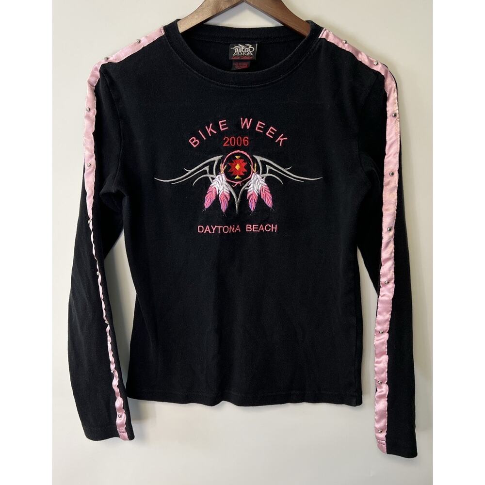 Vintage Bike Week Fitted Womens XL Top Biker Dreamcatcher‎ Tribal Faded Daytona